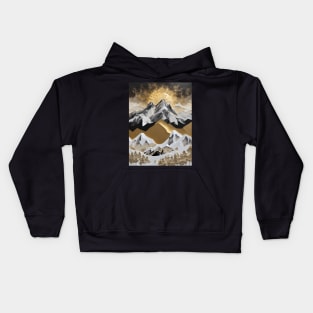 Golden Sunrise Over the Mountains - Abstract Landscape Art Kids Hoodie